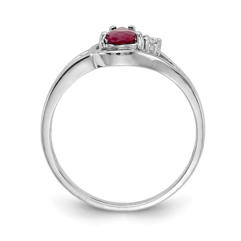 14k White Gold 6x4mm Pear Ruby A Real Diamond ring