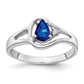 14k White Gold 6x4mm Pear Sapphire AA Real Diamond ring