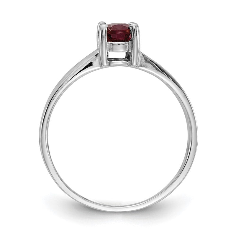 Solid 14k White Gold Simulated Ruby Ring
