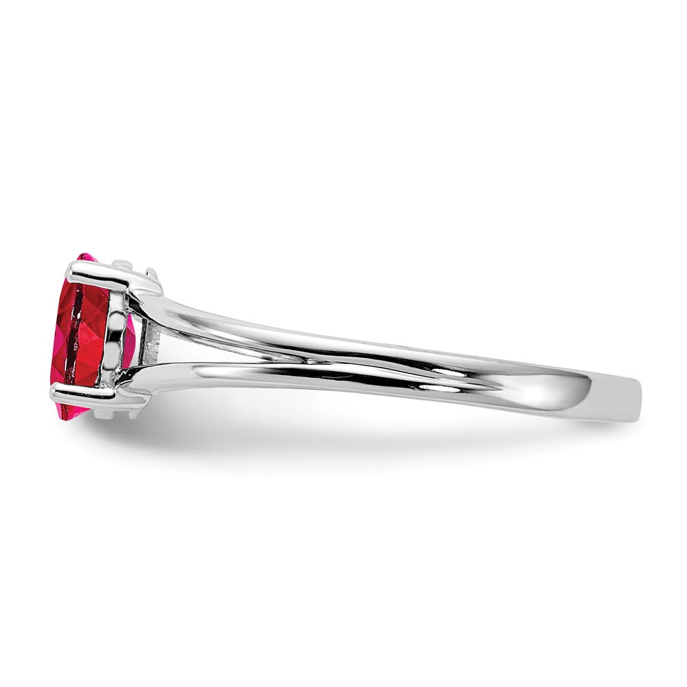 Solid 14k White Gold Simulated Ruby Ring