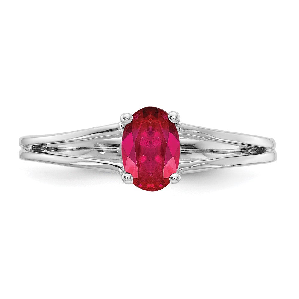 Solid 14k White Gold Simulated Ruby Ring