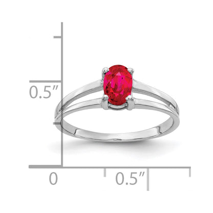 Solid 14k White Gold Simulated Ruby Ring