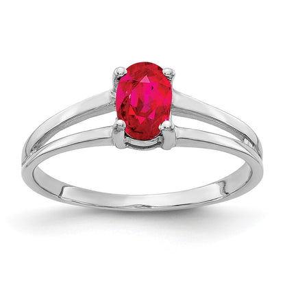 Solid 14k White Gold Simulated Ruby Ring