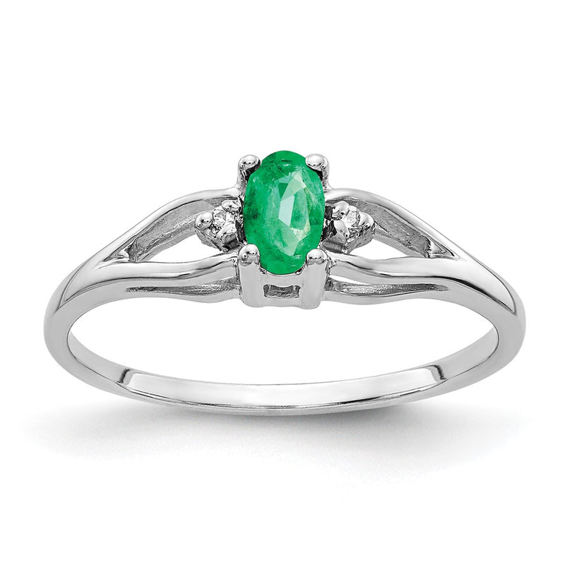 14k White Gold 5x3mm Oval Emerald A Real Diamond ring