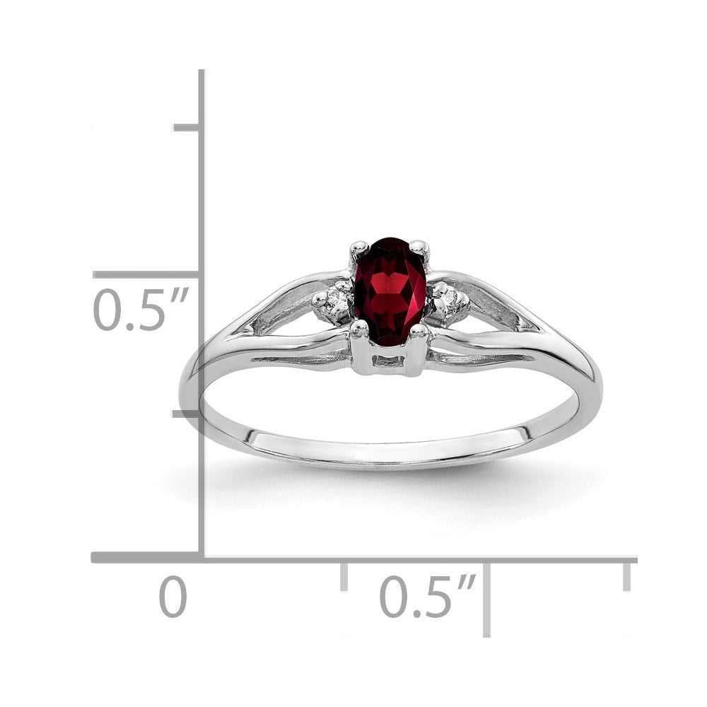 Solid 14k White Gold 5x3mm Oval Simulated Garnet AA CZ Ring