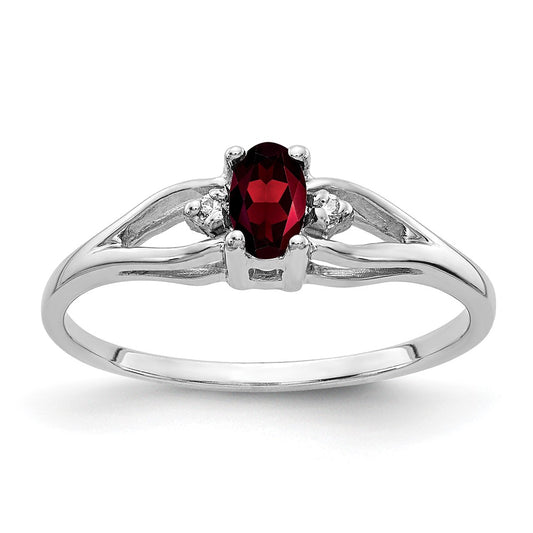 14k White Gold 5x3mm Oval Garnet A Real Diamond ring