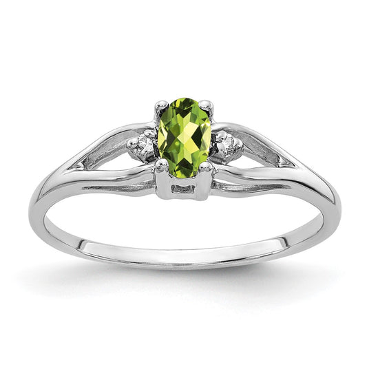 14k White Gold 5x3mm Oval Peridot A Real Diamond ring