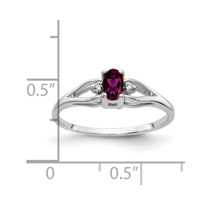 Solid 14k White Gold 5x3mm Oval Rhodolite Simulated Garnet AAA CZ Ring