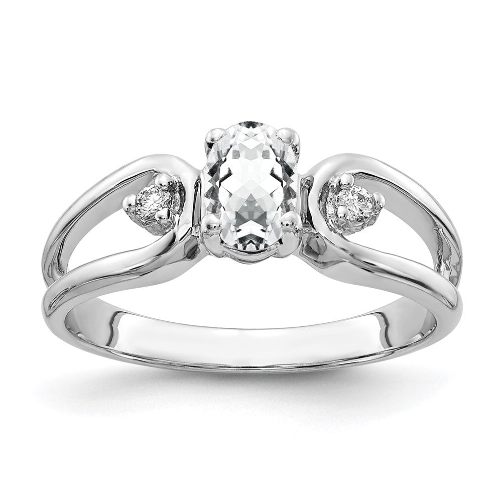 Solid 14k White Gold 6x4mm Oval Cubic Zirconia VS Simulated CZ Ring