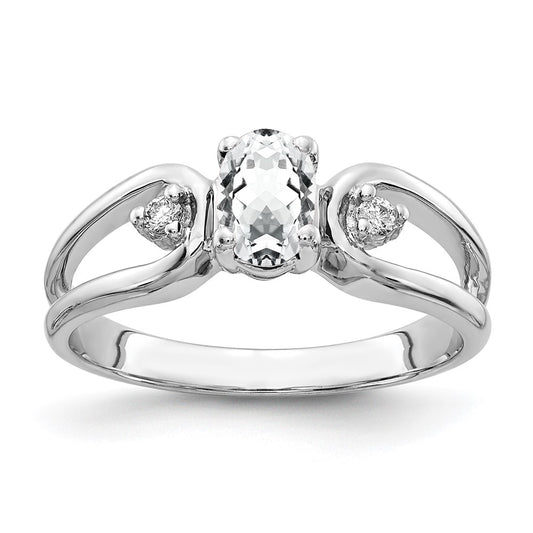 Solid 14k White Gold 6x4mm Oval Cubic Zirconia VS Simulated CZ Ring
