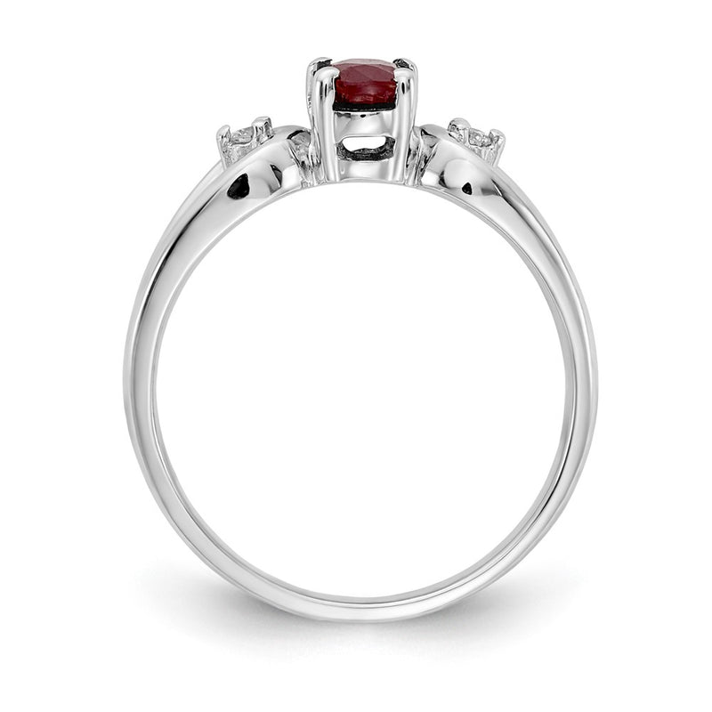 14k White Gold 6x4mm Oval Ruby AA Real Diamond ring