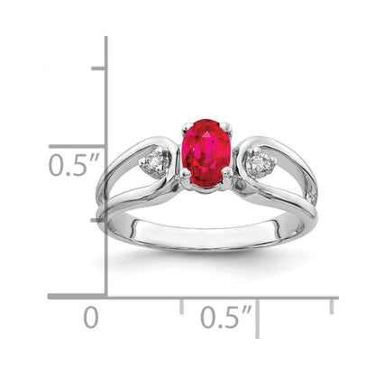 14k White Gold 6x4mm Oval Ruby VS Real Diamond ring