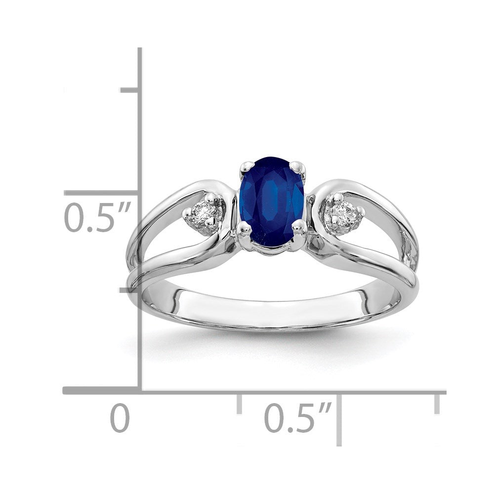 14k White Gold 6x4mm Oval Sapphire AAA Real Diamond ring