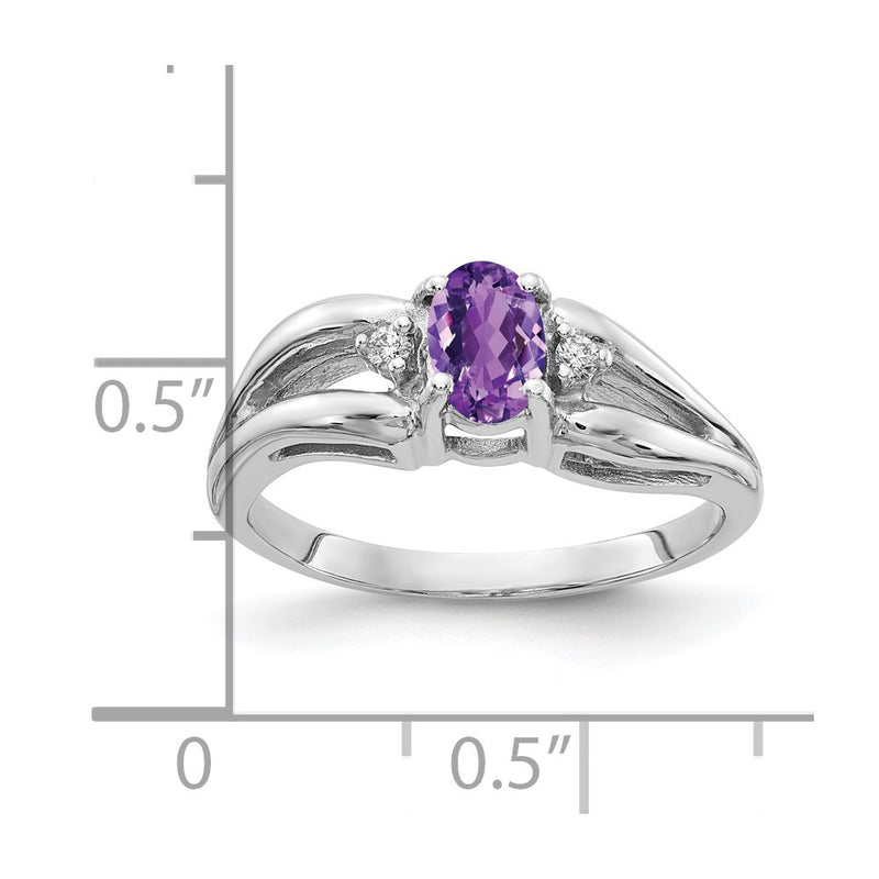 14k White Gold 6x4mm Oval Amethyst Checker A Real Diamond ring
