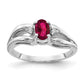Solid 14k White Gold 6x4mm Oval Created Simulated Ruby AAA CZ Ring