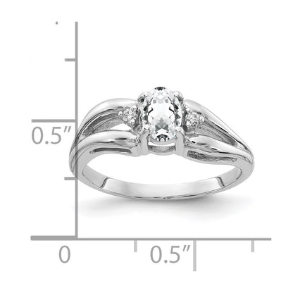 Solid 14k White Gold 6x4mm Oval Cubic Zirconia A Simulated CZ Ring