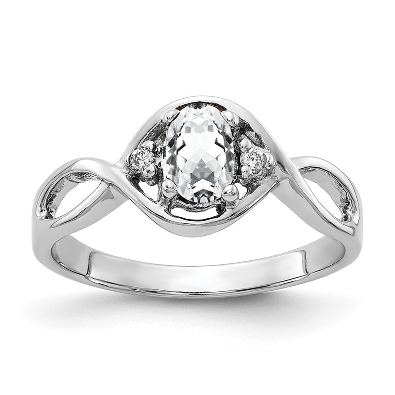 Solid 14k White Gold 6x4mm Oval Cubic Zirconia AAA Simulated CZ Ring