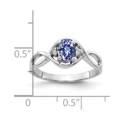 14k White Gold 6x4mm Oval Tanzanite A Diamond ring