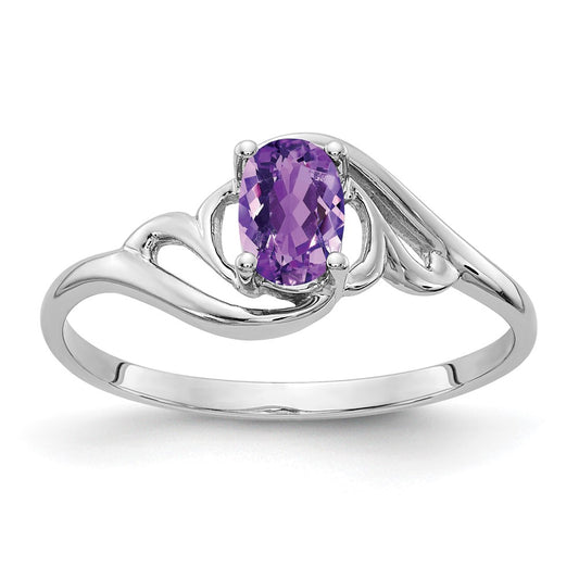 14k White Gold 6x4mm Oval Amethyst ring