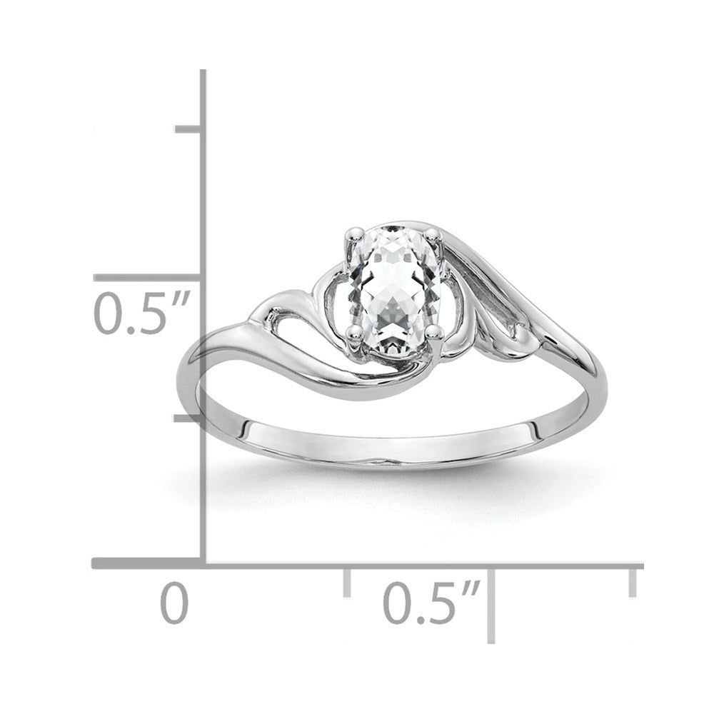 14k White Gold 6x4mm Oval Cubic Zirconia ring