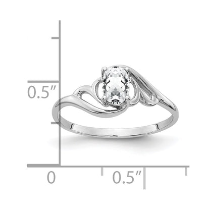 14k White Gold 6x4mm Oval Cubic Zirconia ring