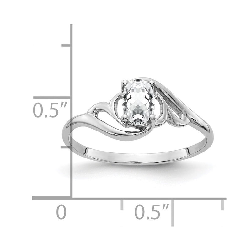 14k White Gold 6x4mm Oval Cubic Zirconia ring