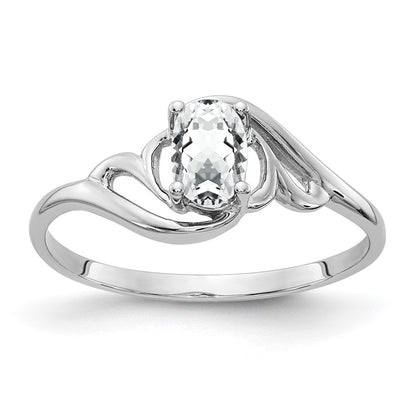 14k White Gold 6x4mm Oval Cubic Zirconia ring