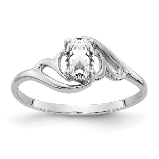 14k White Gold 6x4mm Oval Cubic Zirconia ring
