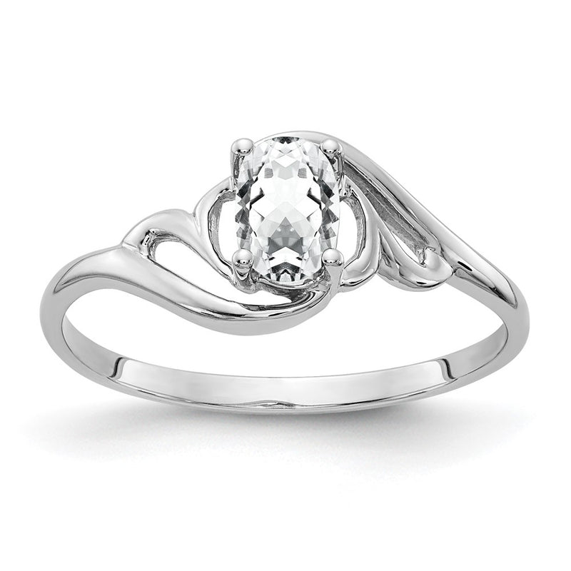 14k White Gold 6x4mm Oval Cubic Zirconia ring