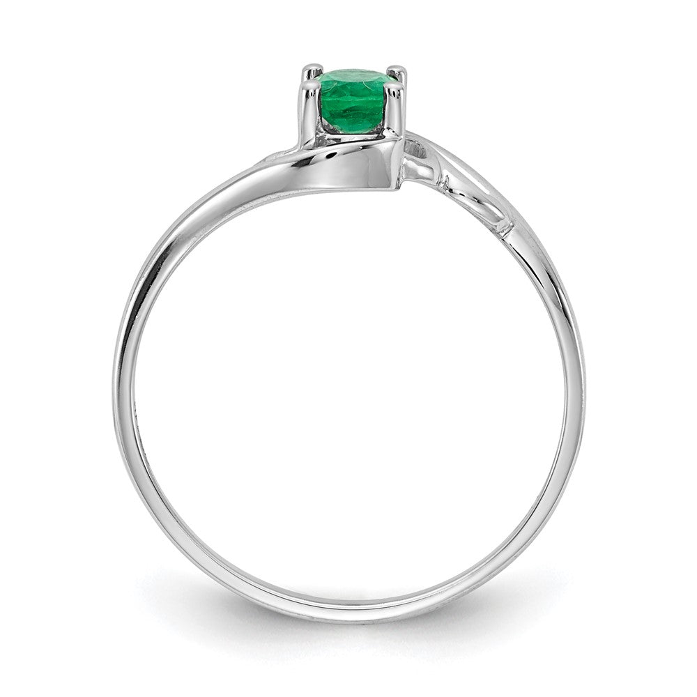 Solid 14k White Gold Simulated Emerald Ring