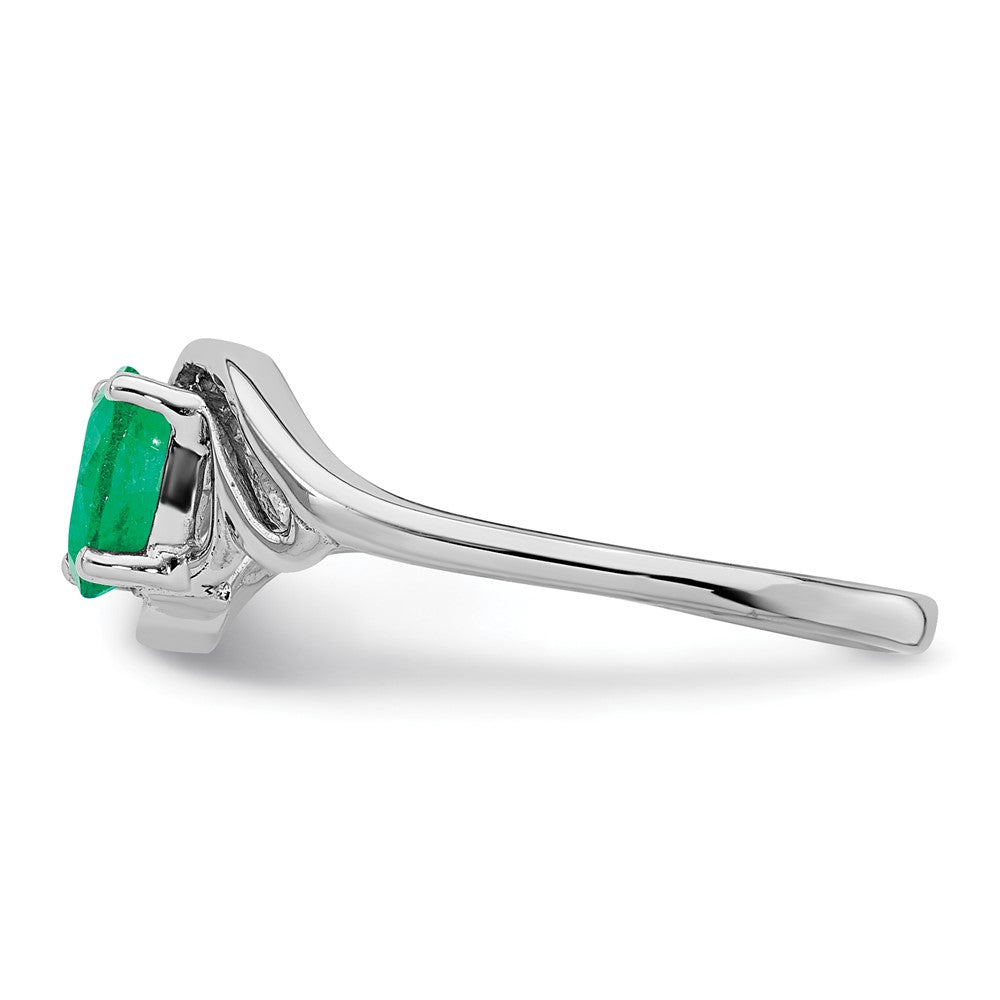 Solid 14k White Gold Simulated Emerald Ring