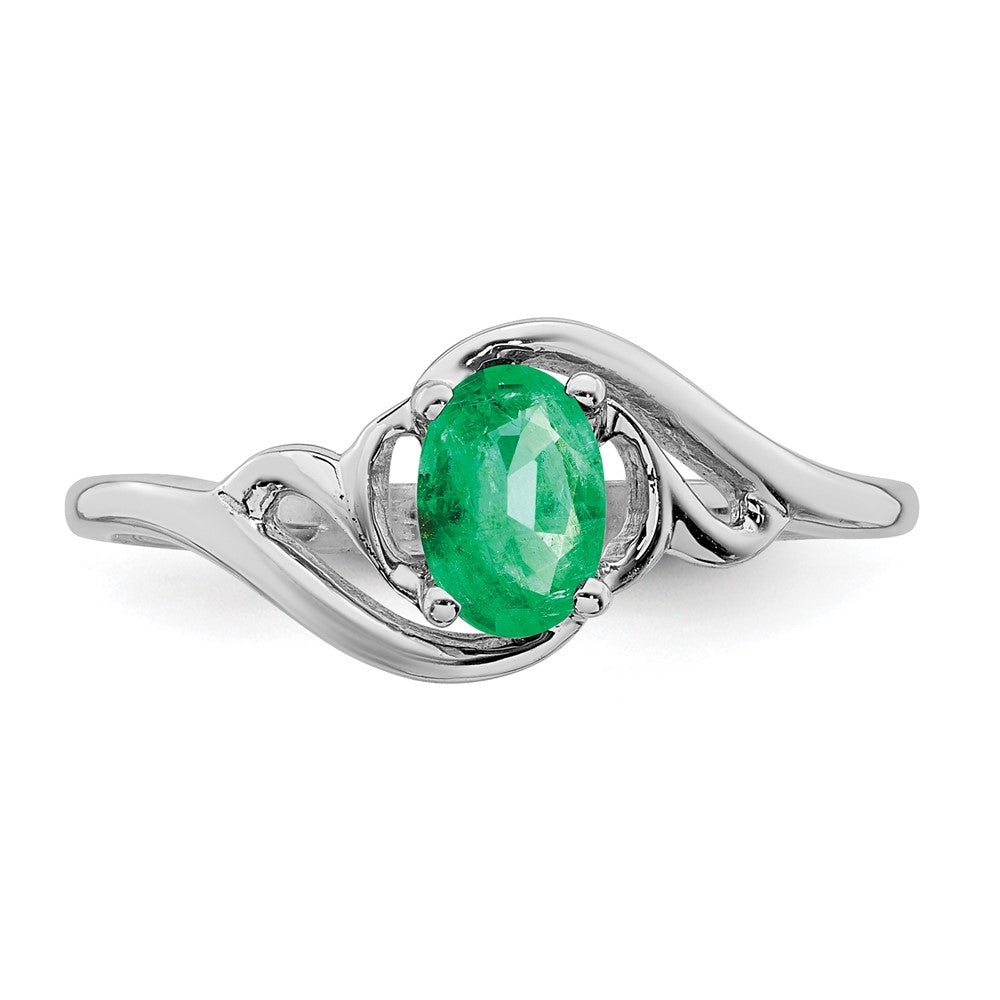 Solid 14k White Gold Simulated Emerald Ring
