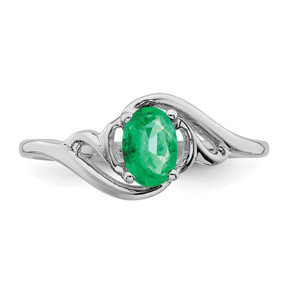 Solid 14k White Gold Simulated Emerald Ring