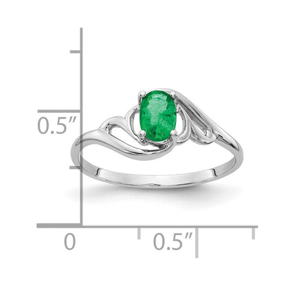Solid 14k White Gold Simulated Emerald Ring