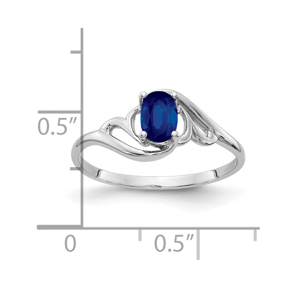 Solid 14k White Gold 6x4mm Oval Simulated Sapphire Ring