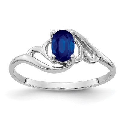 Solid 14k White Gold 6x4mm Oval Simulated Sapphire Ring