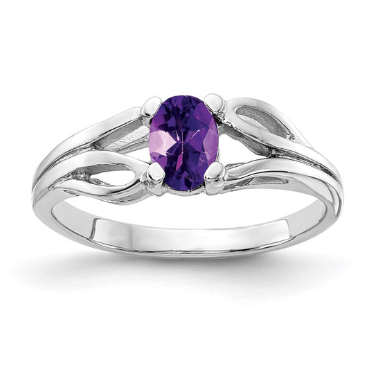 14k White Gold 6x4mm Oval Amethyst ring