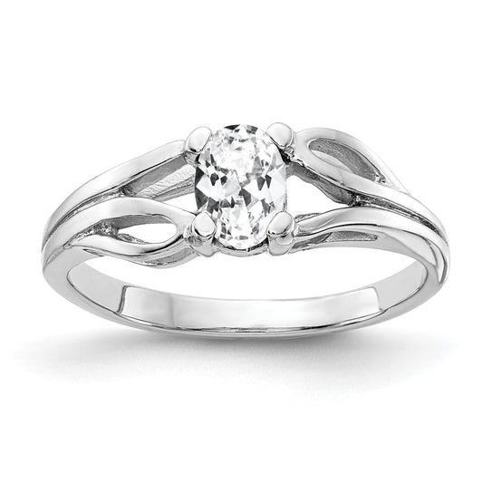14k White Gold 6x4mm Oval Cubic Zirconia ring