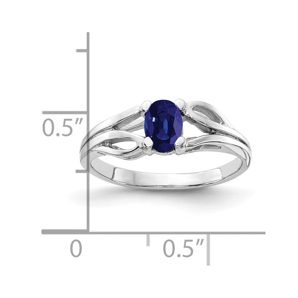 Solid 14k White Gold 6x4mm Oval Simulated Sapphire Ring