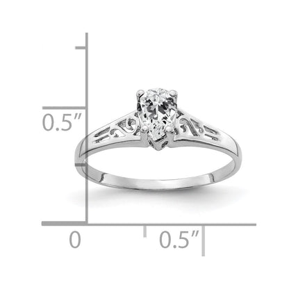14k White Gold 6x4mm Pear Cubic Zirconia ring
