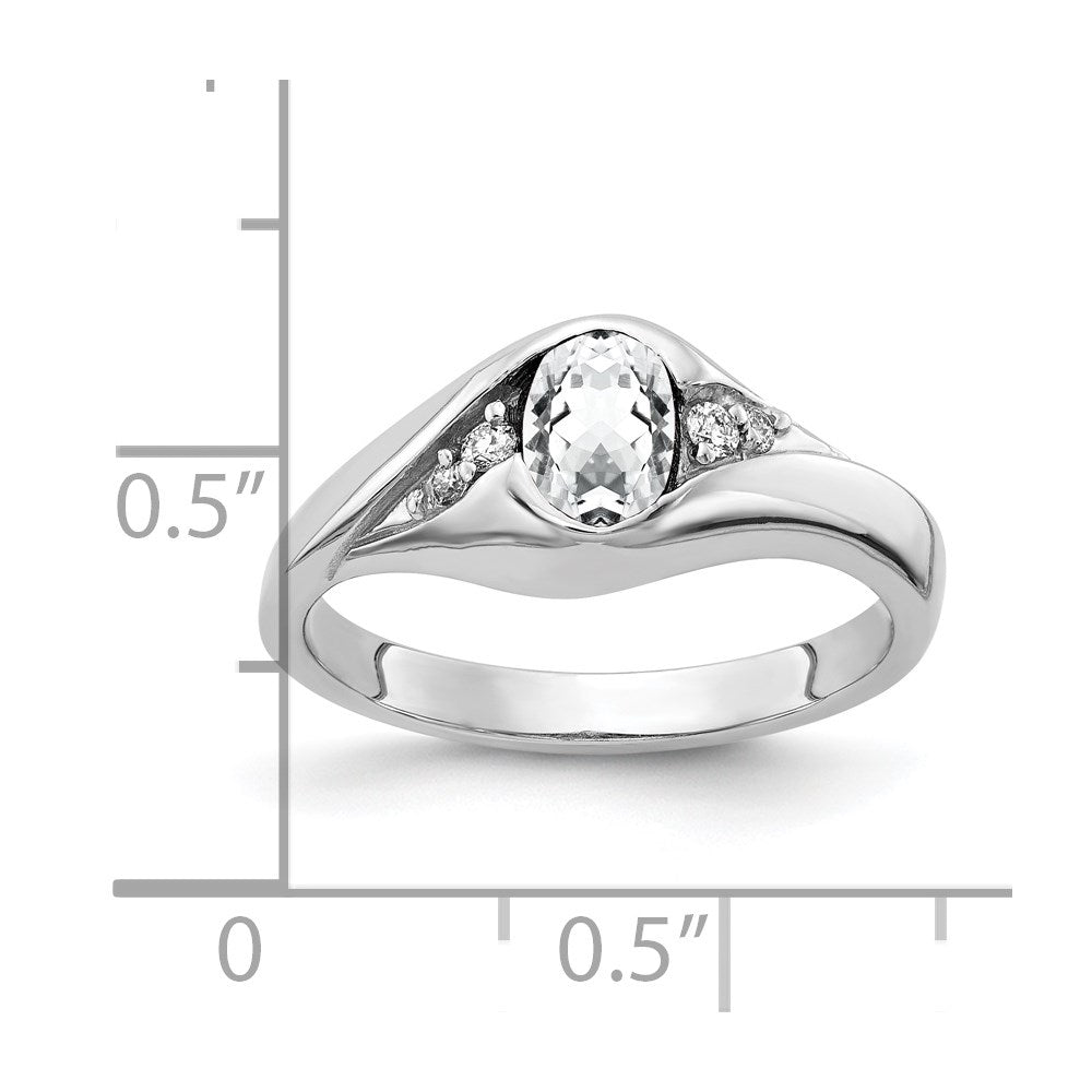 Solid 14k White Gold 6x4mm Oval Cubic Zirconia VS Simulated CZ Ring