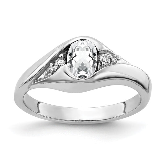 Solid 14k White Gold 6x4mm Oval Cubic Zirconia AA Simulated CZ Ring