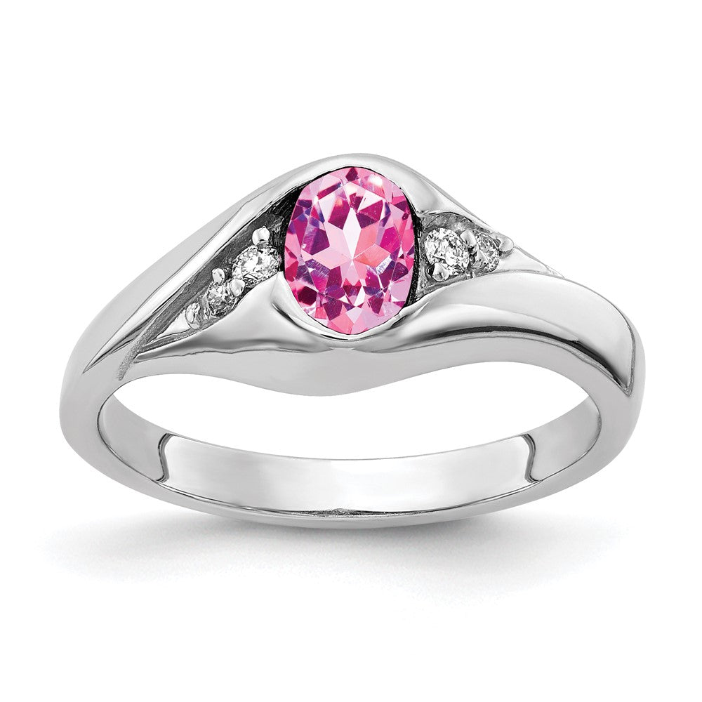 14k White Gold 6x4mm Oval Pink Sapphire A Real Diamond ring