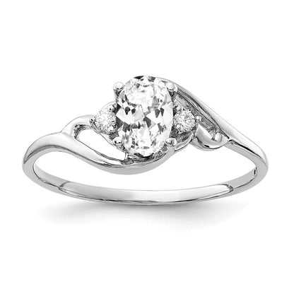 14k White Gold 6x4mm Oval Cubic Zirconia AA Diamond Ring