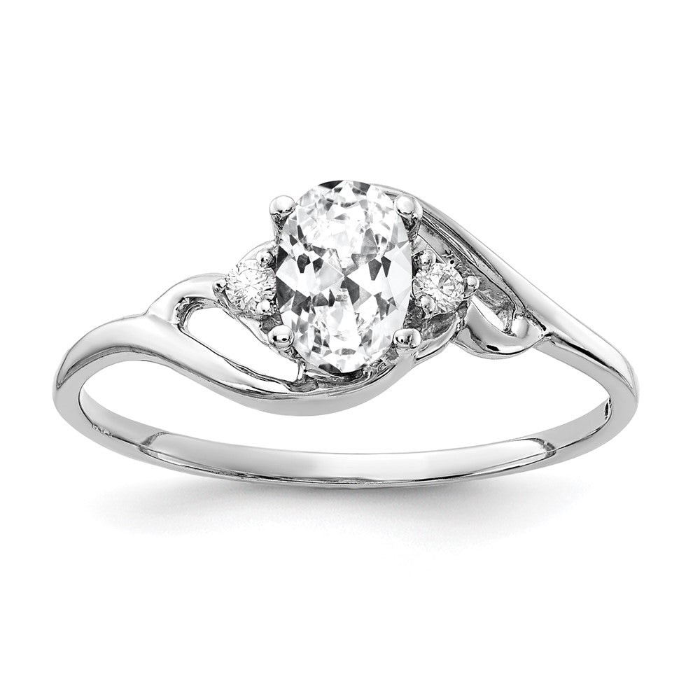 14k White Gold 6x4mm Oval Cubic Zirconia A Real Diamond ring