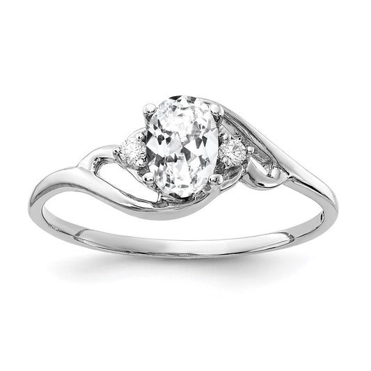 Solid 14k White Gold 6x4mm Oval Cubic Zirconia A Simulated CZ Ring