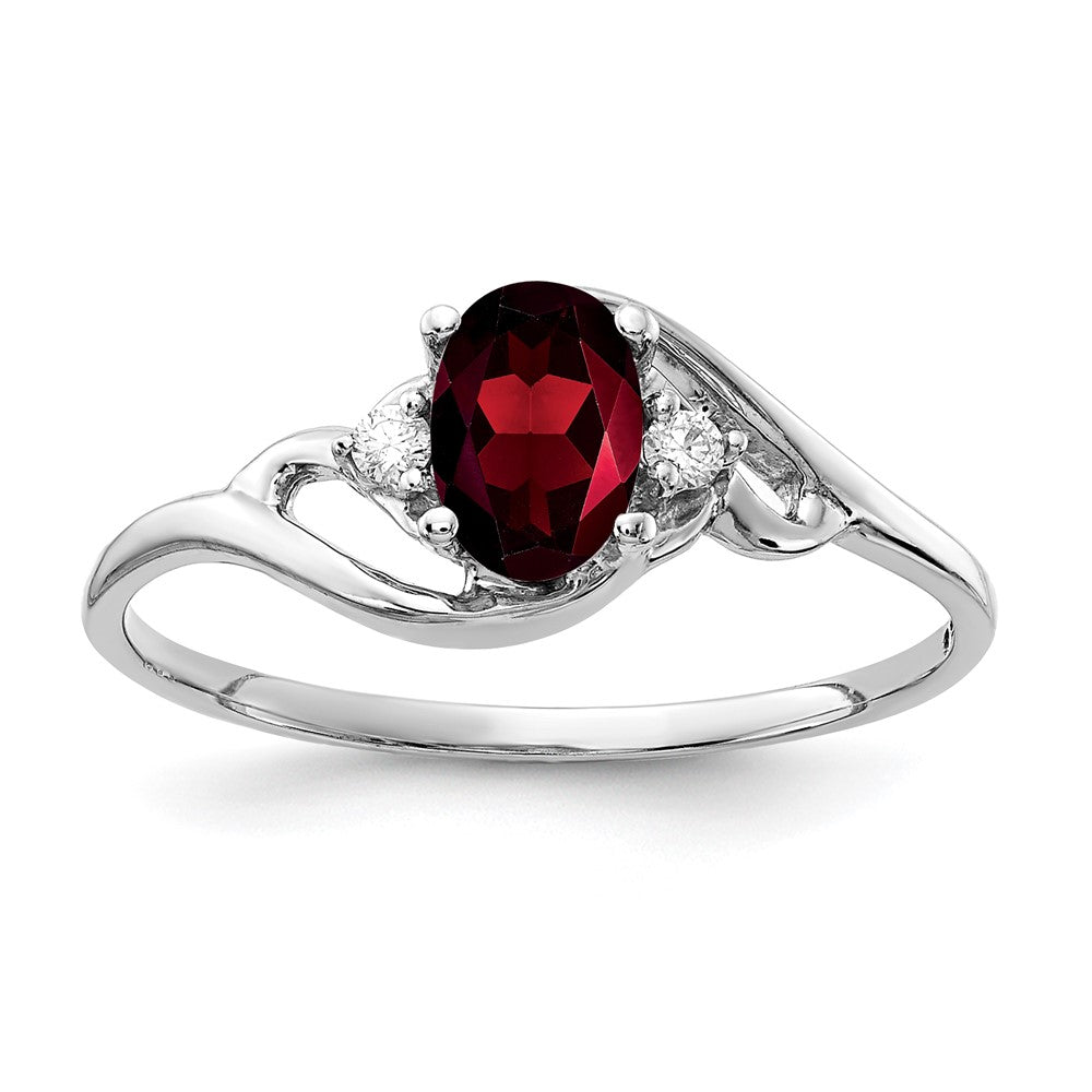 14k White Gold 6x4mm Oval Garnet Checker A Real Diamond ring