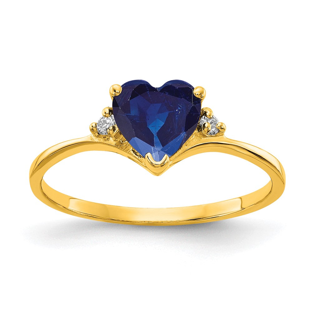 14K Yellow Gold 6mm Heart Sapphire A Real Diamond ring