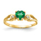 14k Yellow Gold 5mm Heart Emerald VS Diamond ring