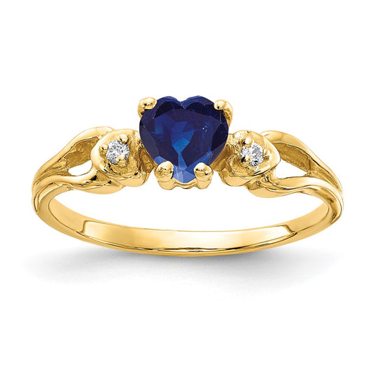 14K Yellow Gold 5mm Heart Sapphire A Real Diamond ring